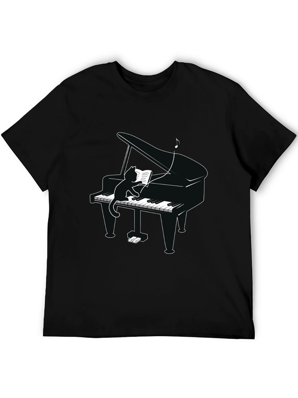 Cat Playing Piano T-Shirt - Novelty Tee