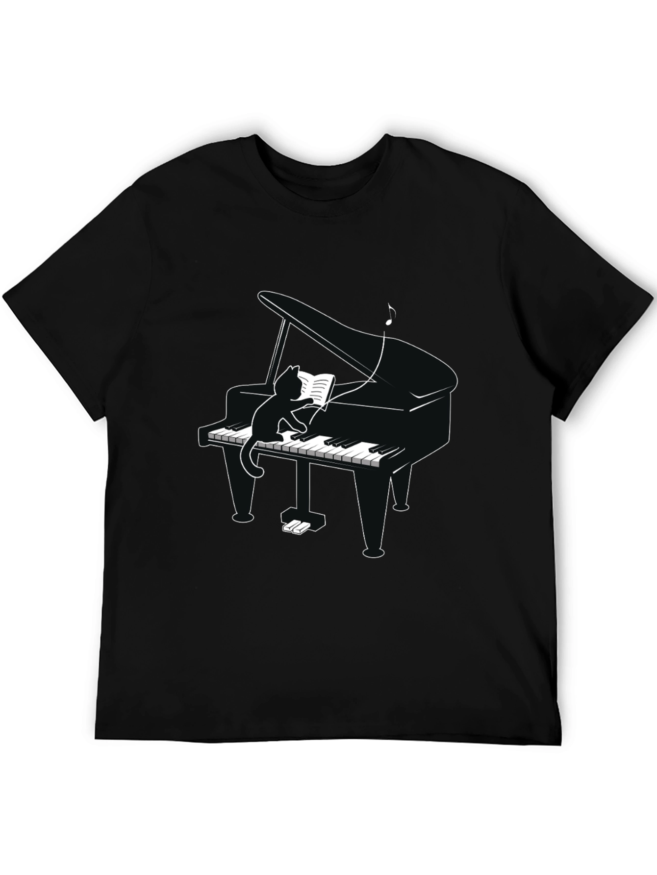 Cat Playing Piano T-Shirt - Novelty Tee