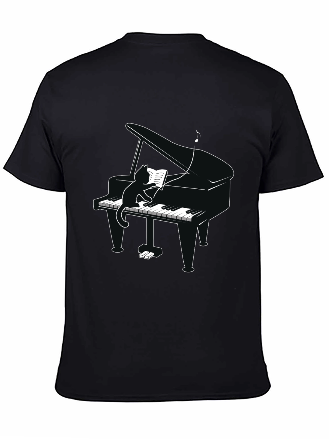 Cat Playing Piano T-Shirt - Novelty Tee