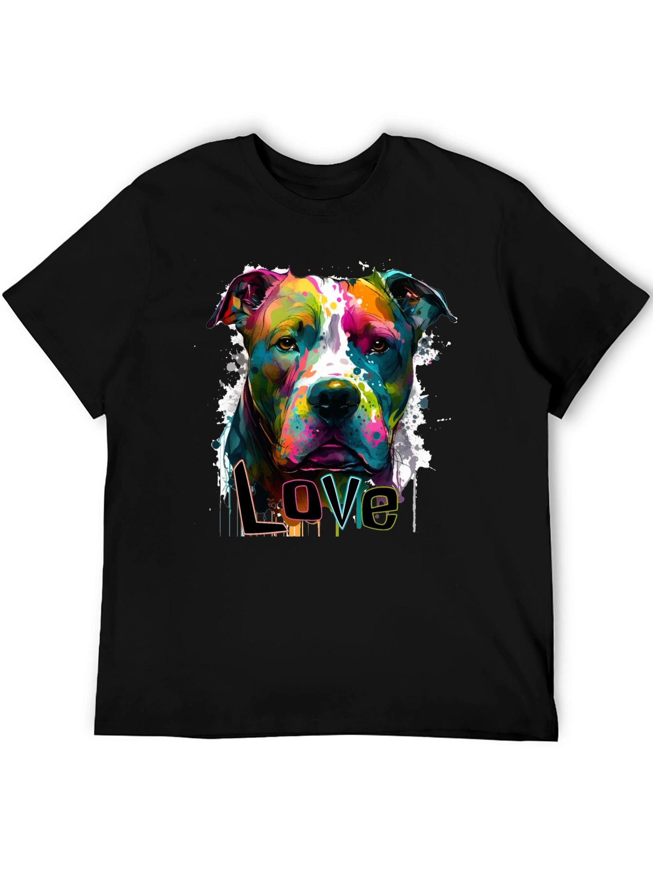 Colorful Pitbull Love Graphic T-Shirt