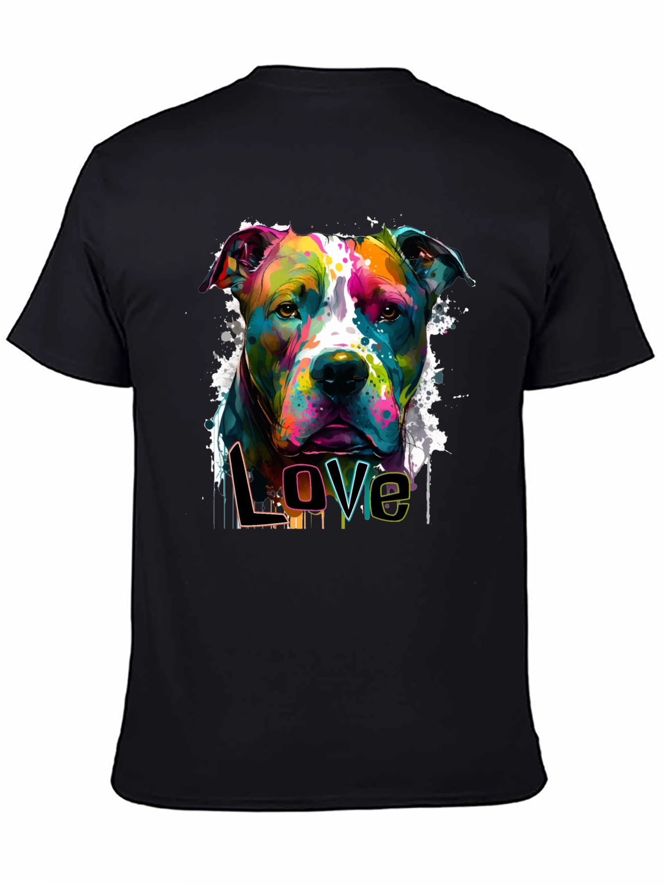 Colorful Pitbull Love Graphic T-Shirt