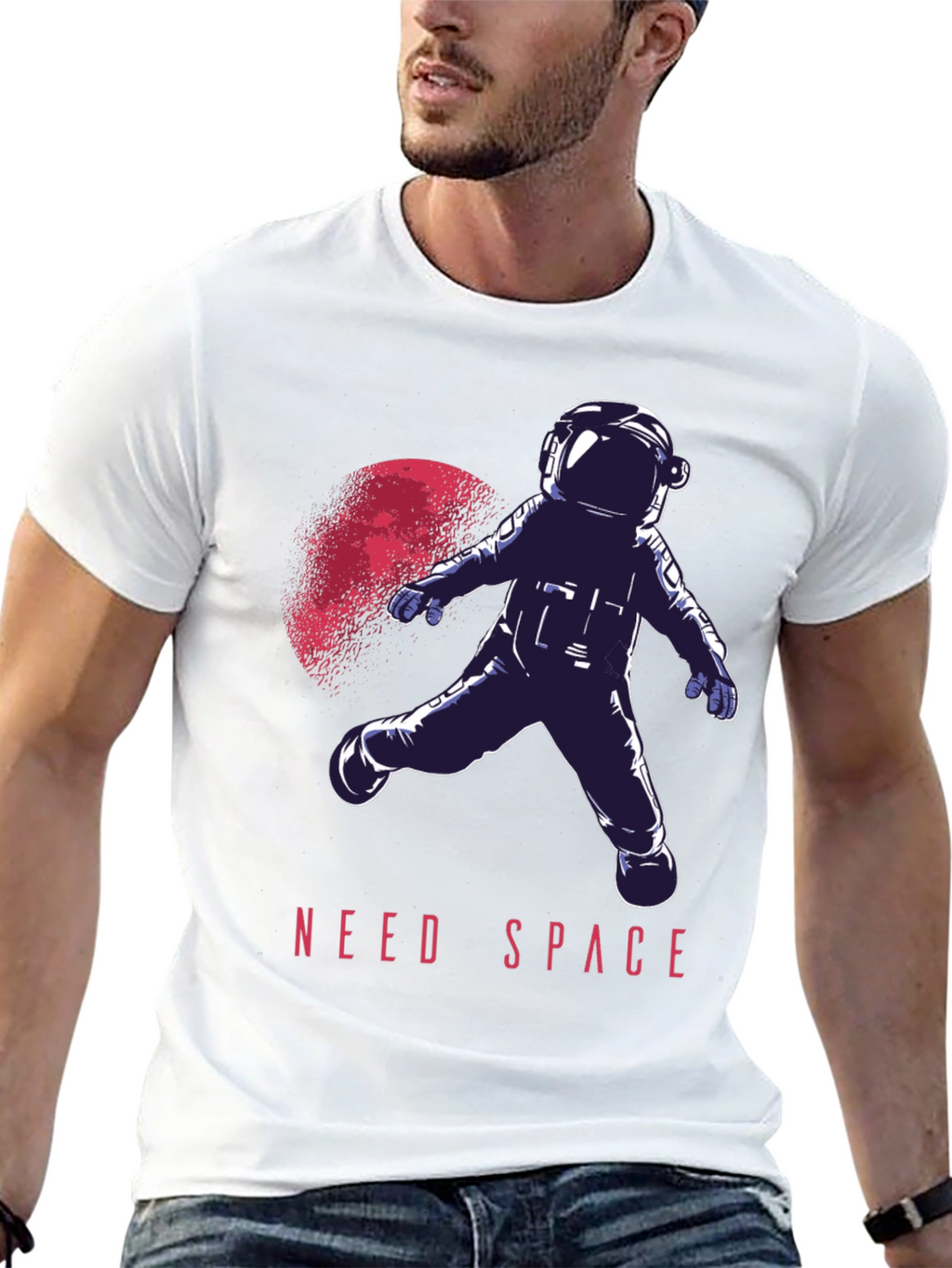 Need Space Astronaut Graphic T-Shirt - Black Crew Neck