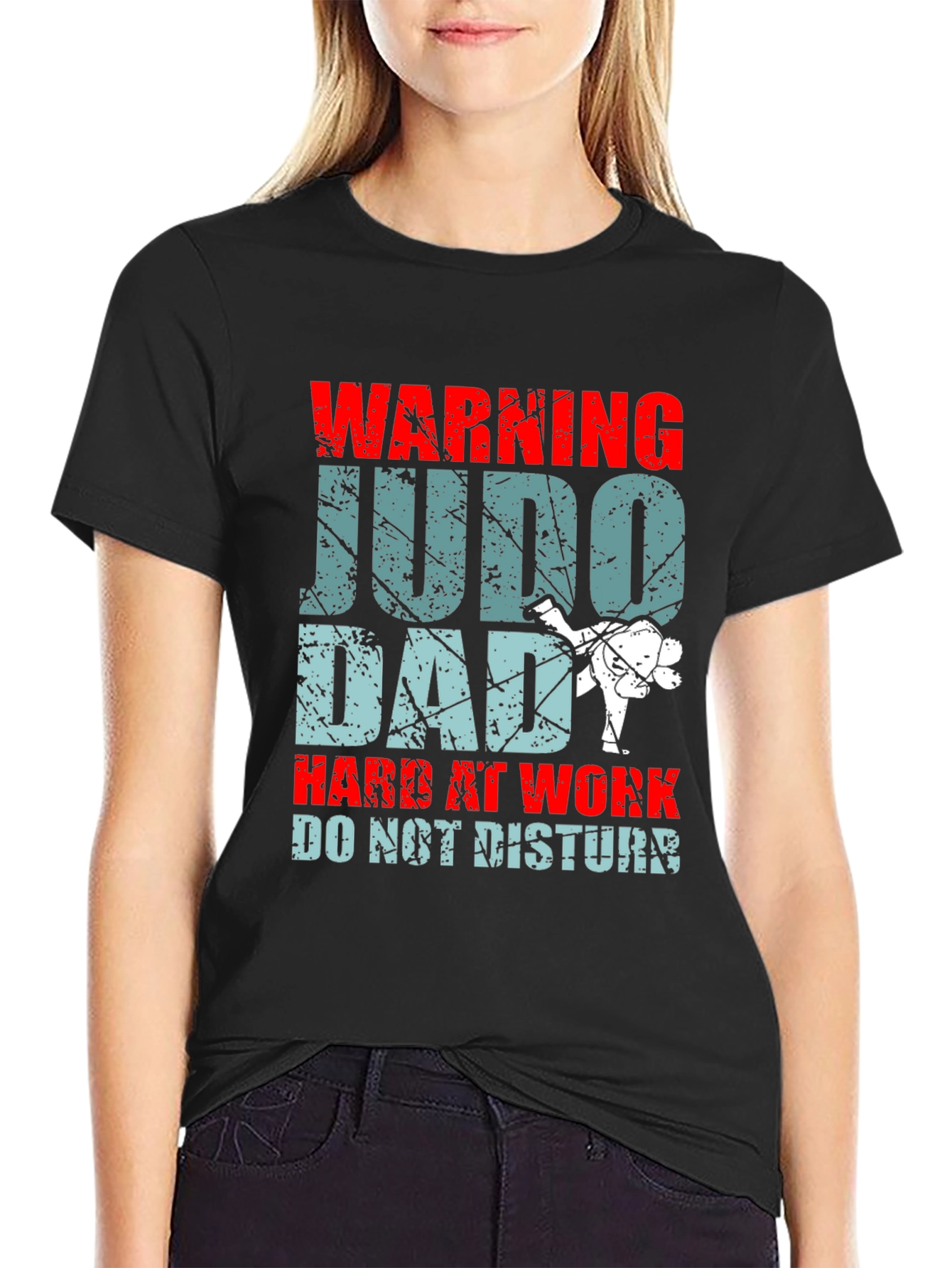Warning Judo Dad T-Shirt - Hard At Work Do Not Disturb