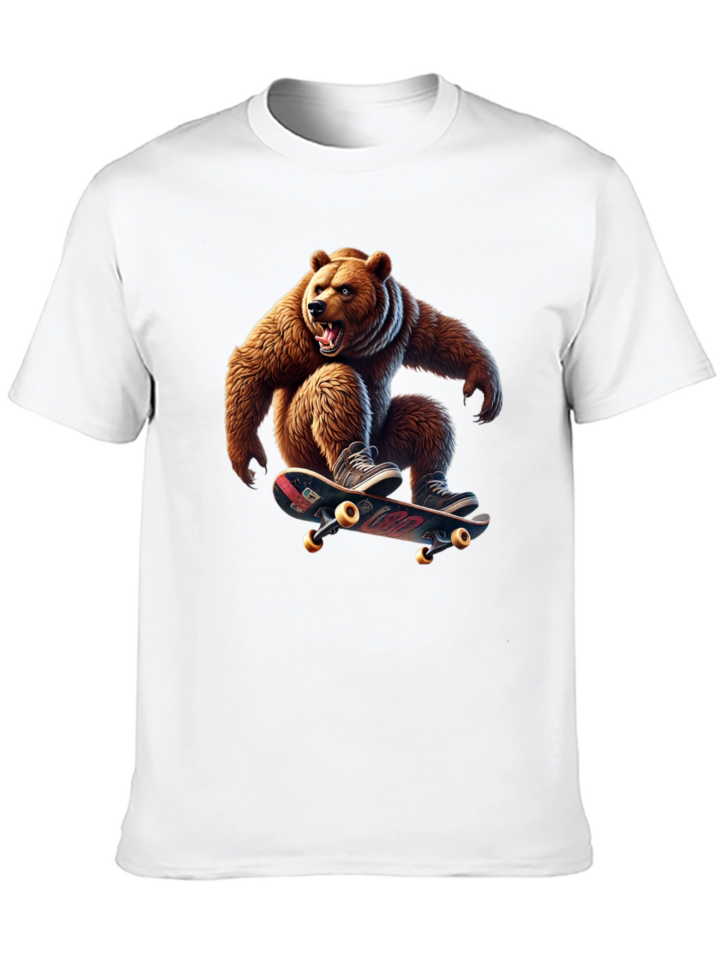 Skateboarding Bear Graphic Tee - Cool Black T-Shirt
