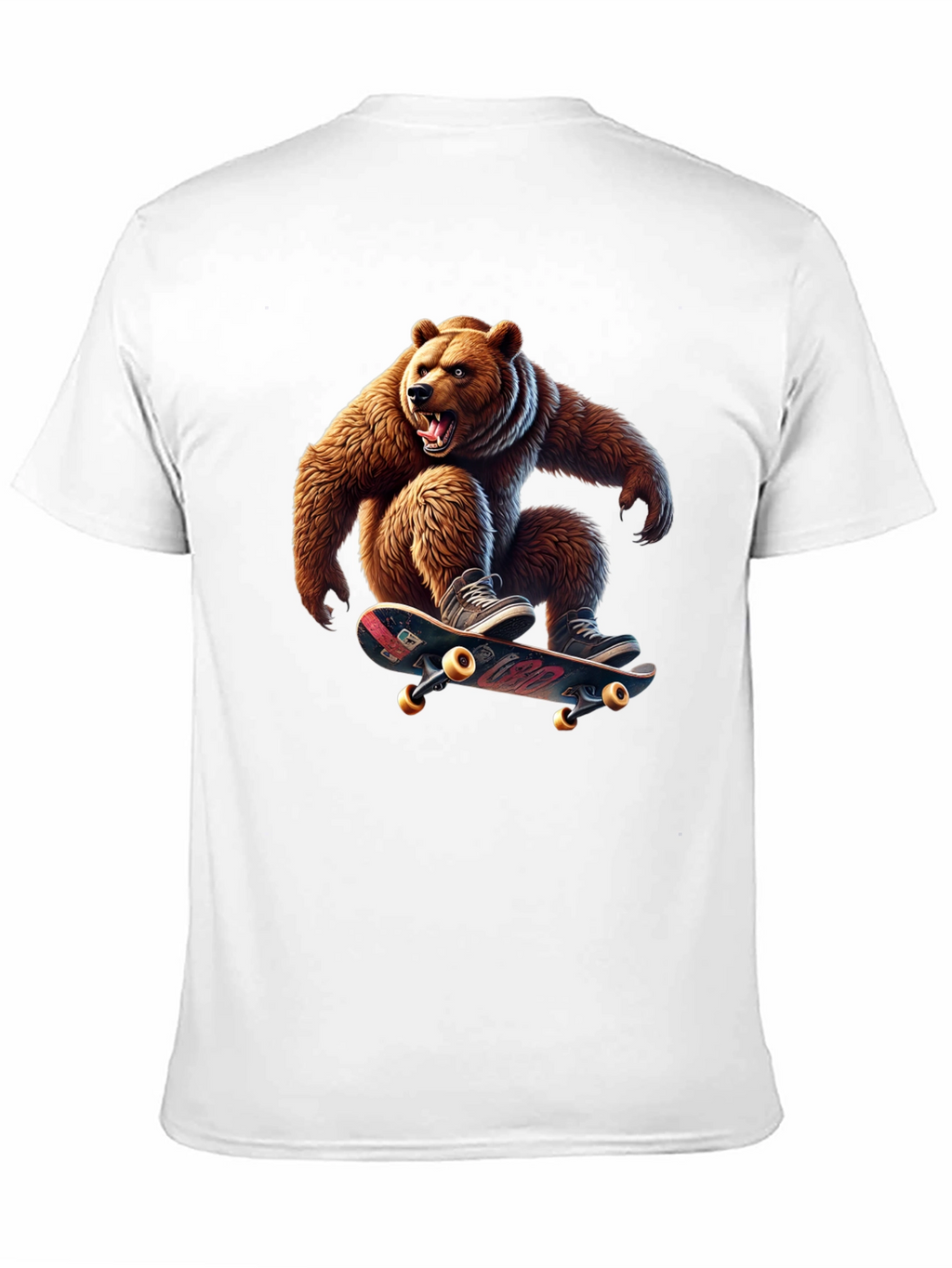Skateboarding Bear Graphic Tee - Cool Black T-Shirt