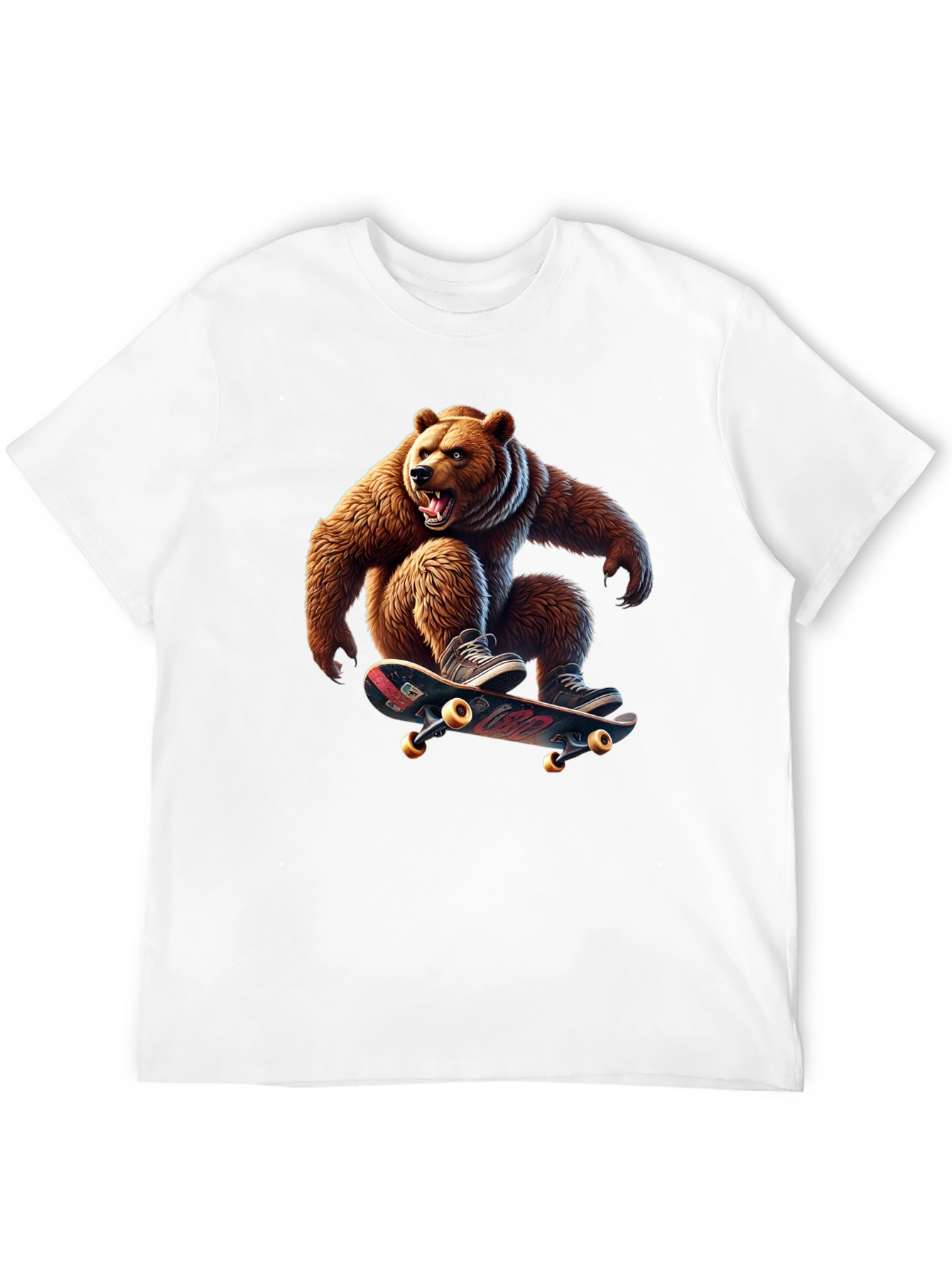 Skateboarding Bear Graphic Tee - Cool Black T-Shirt