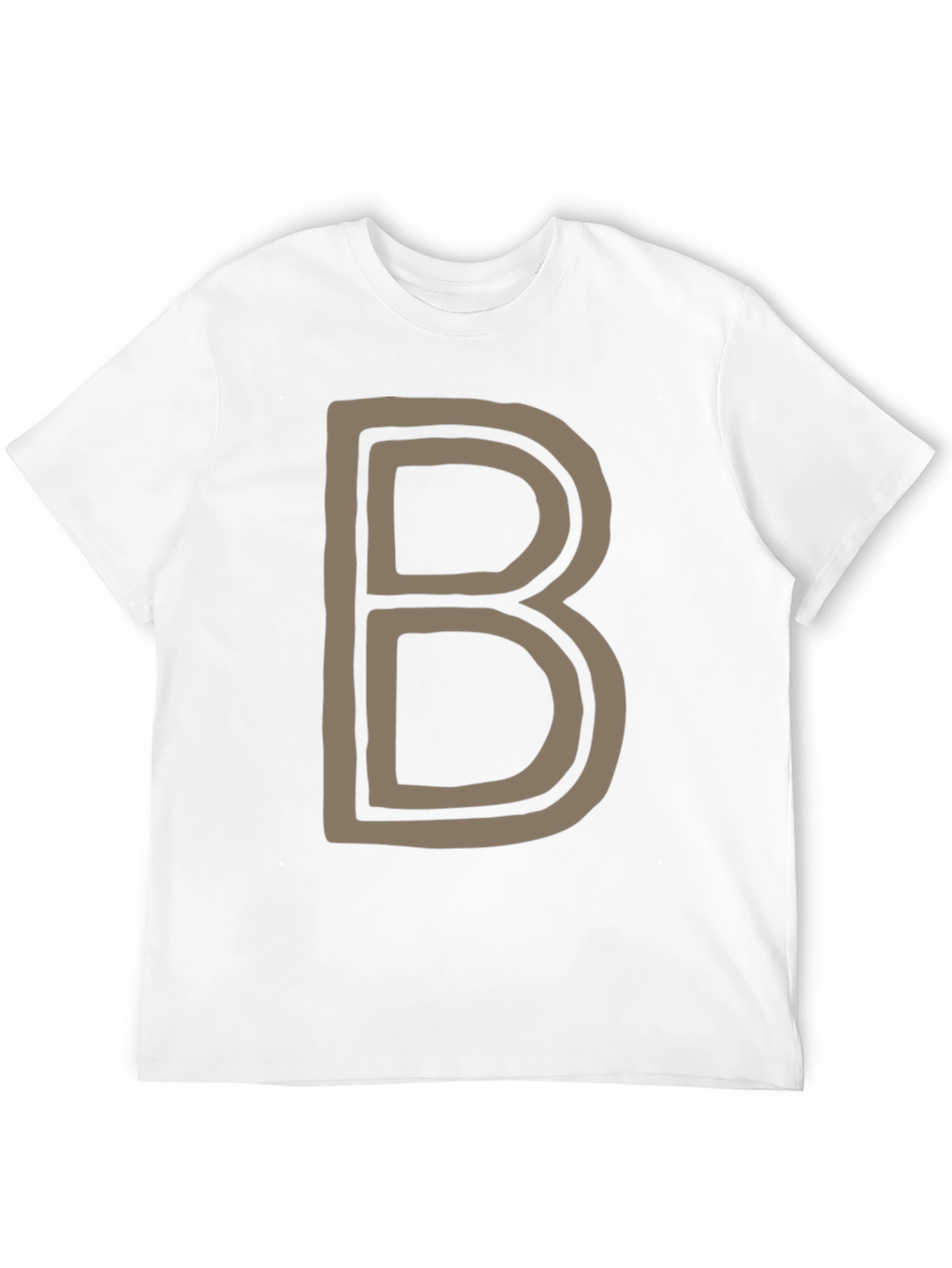 Letter B Graphic Tee - Black Cotton Casual Shirt