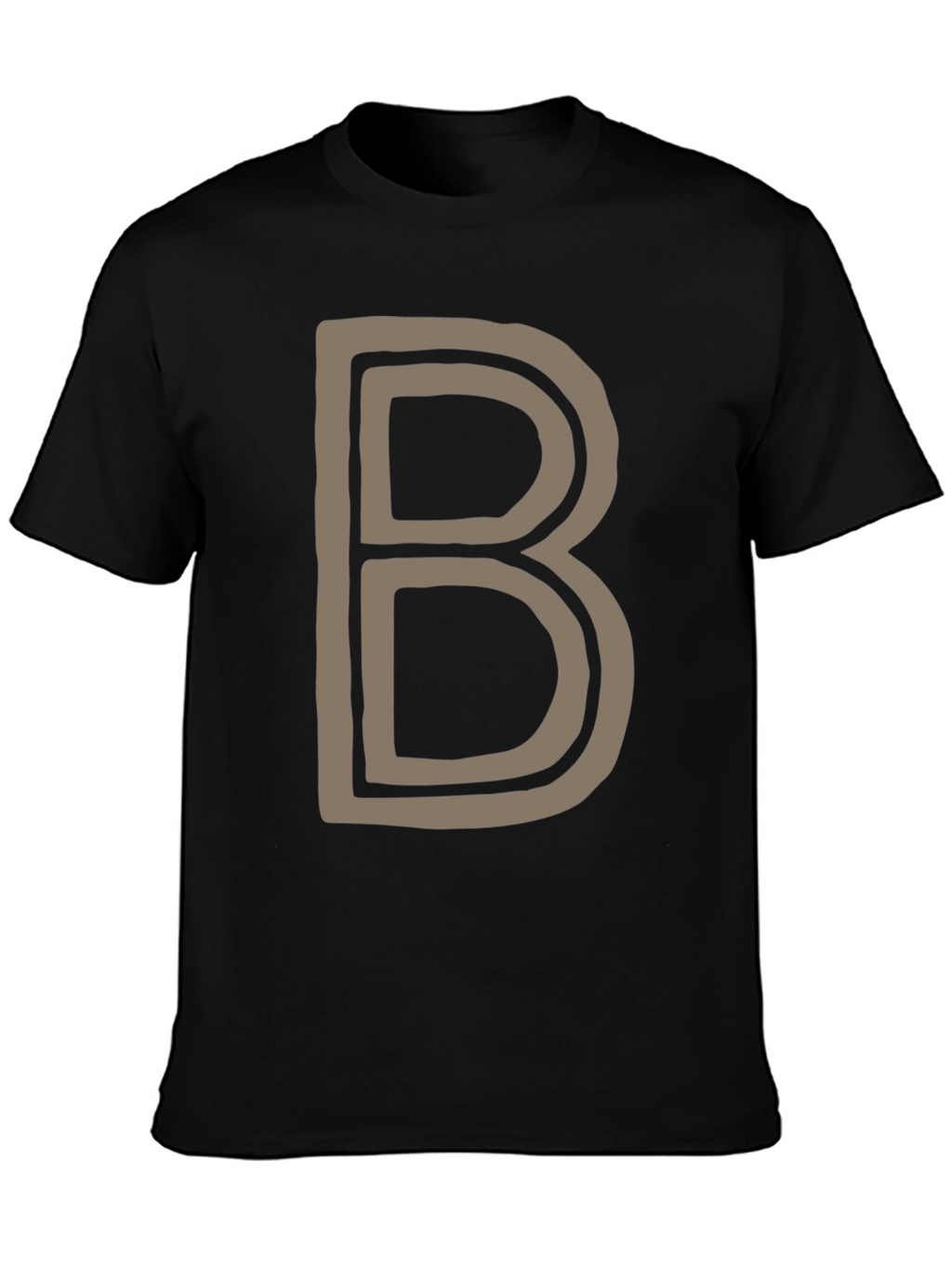 Letter B Graphic Tee - Black Cotton Casual Shirt