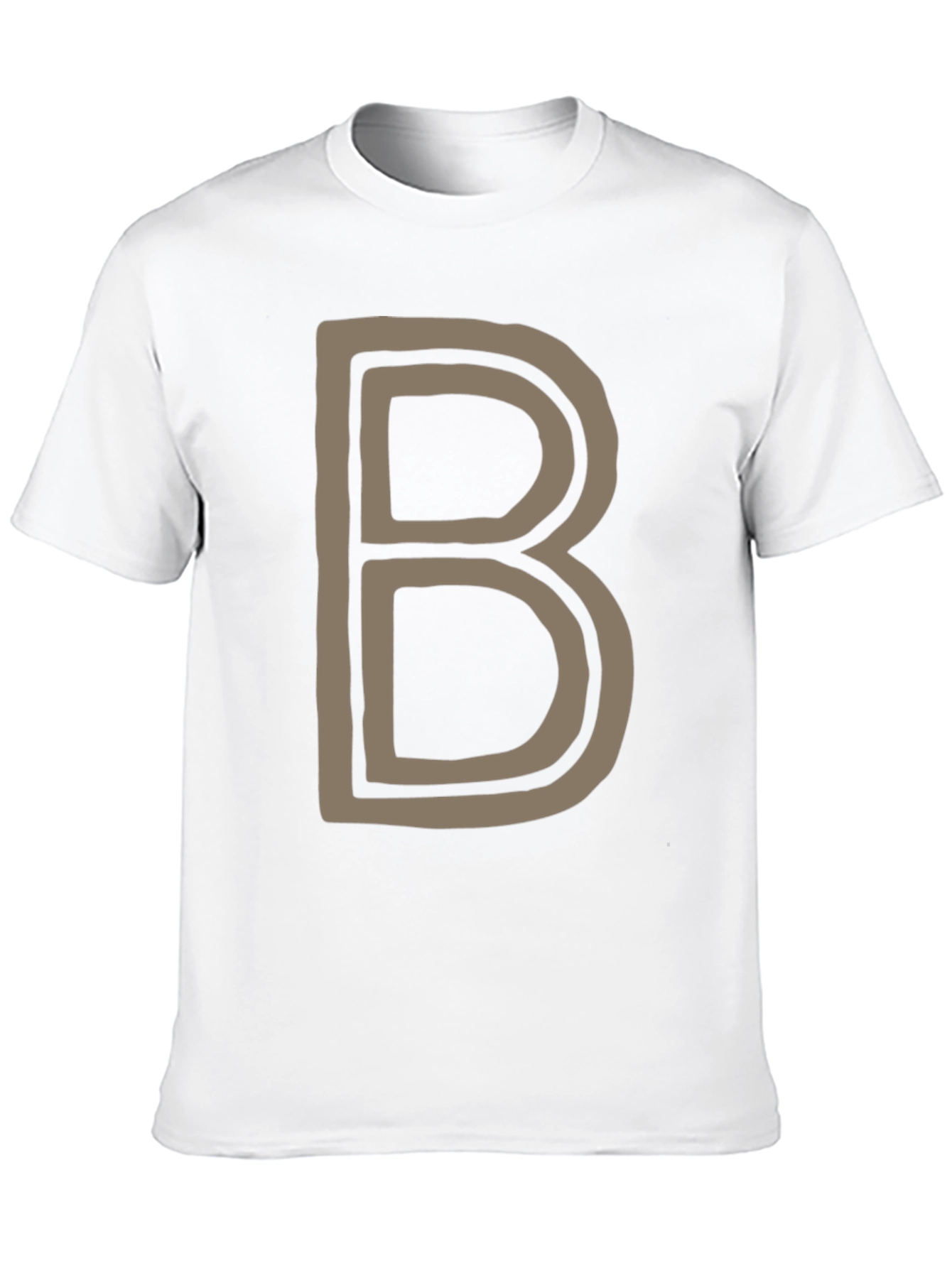 Letter B Graphic Tee - Black Cotton Casual Shirt