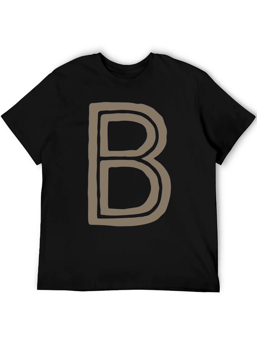 Letter B Graphic Tee - Black Cotton Casual Shirt