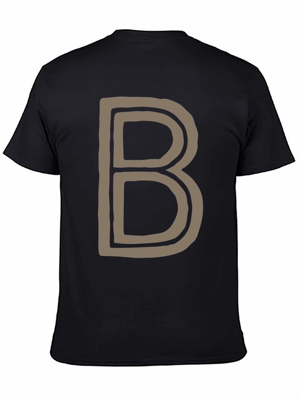 Letter B Graphic Tee - Black Cotton Casual Shirt