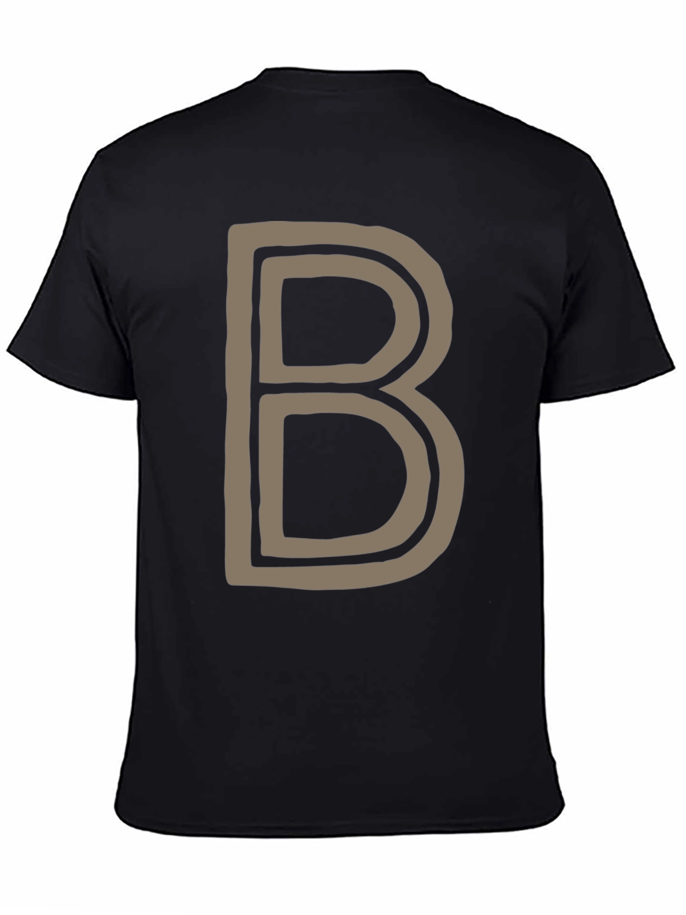 Letter B Graphic Tee - Black Cotton Casual Shirt