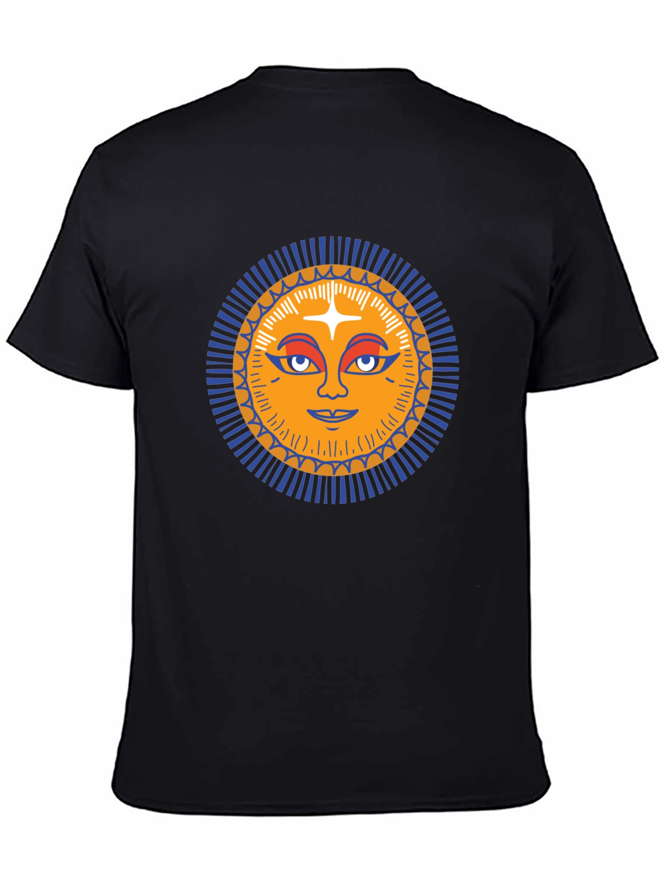 Sun Face Graphic Tee - Trendy Black T-Shirt