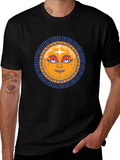 Sun Face Graphic Tee - Trendy Black T-Shirt