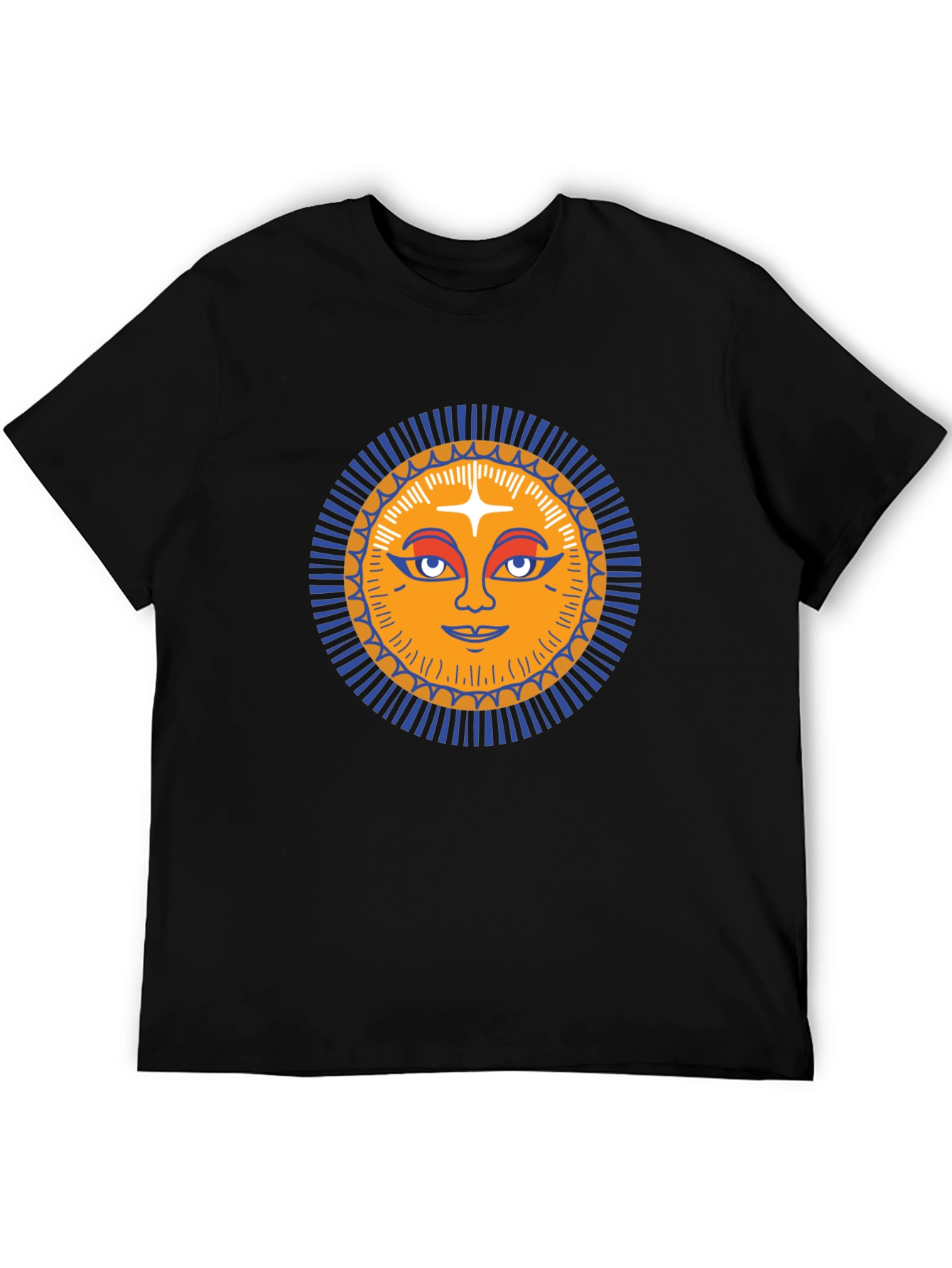 Sun Face Graphic Tee - Trendy Black T-Shirt