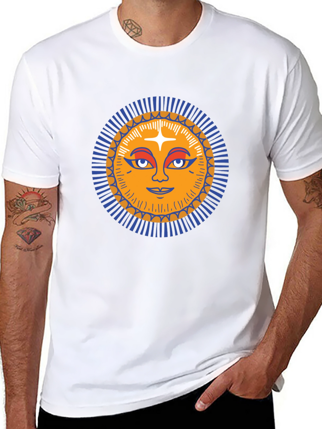 Sun Face Graphic Tee - Trendy Black T-Shirt