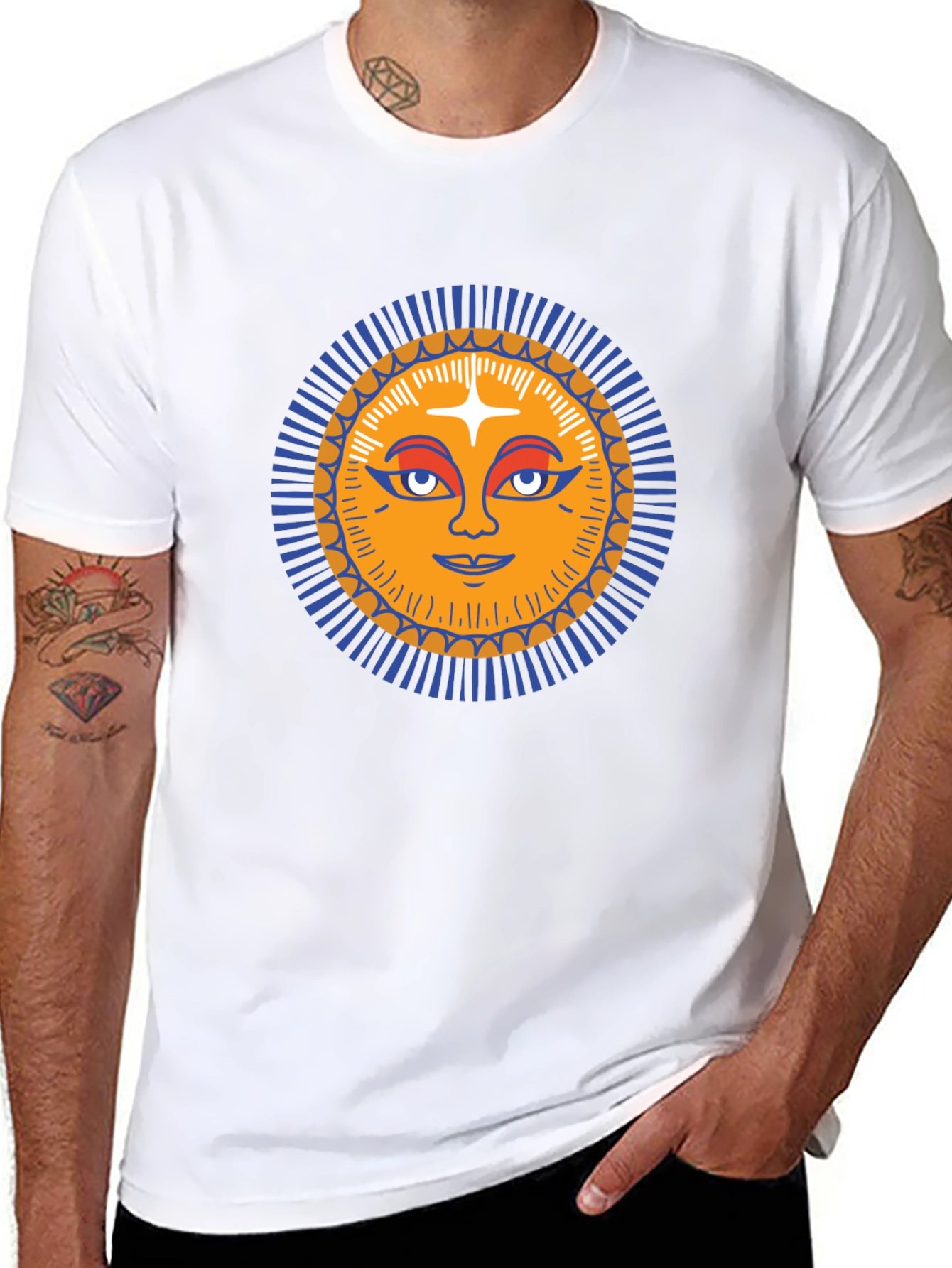 Sun Face Graphic Tee - Trendy Black T-Shirt