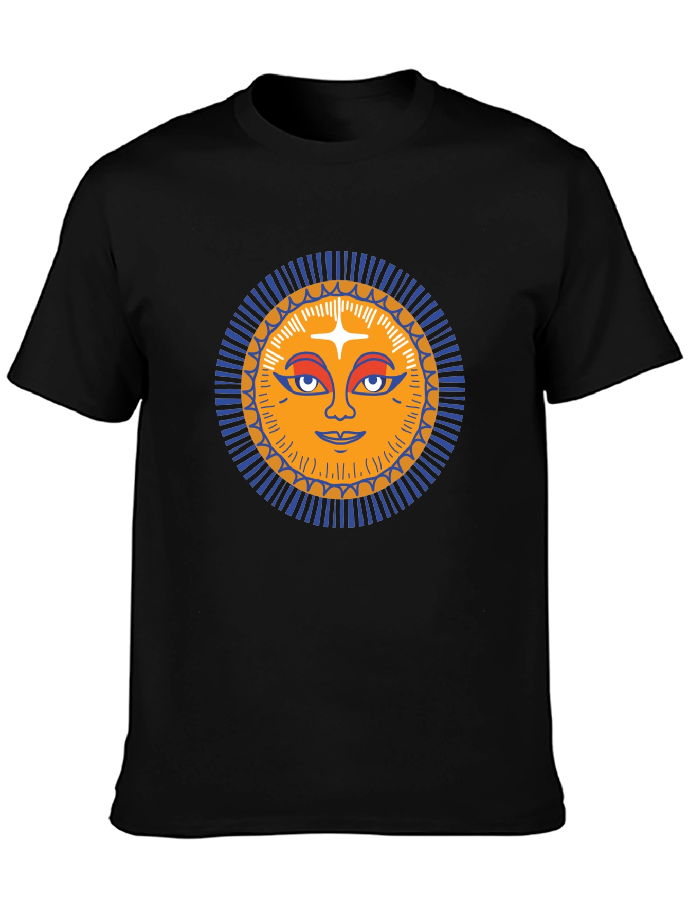 Sun Face Graphic Tee - Trendy Black T-Shirt