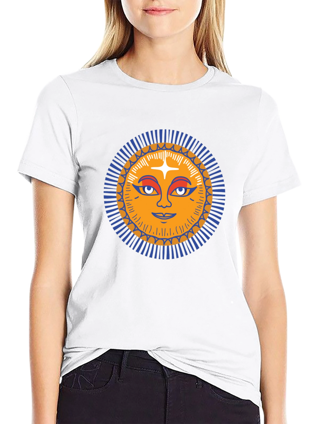 Sun Face Graphic Tee - Trendy Black T-Shirt