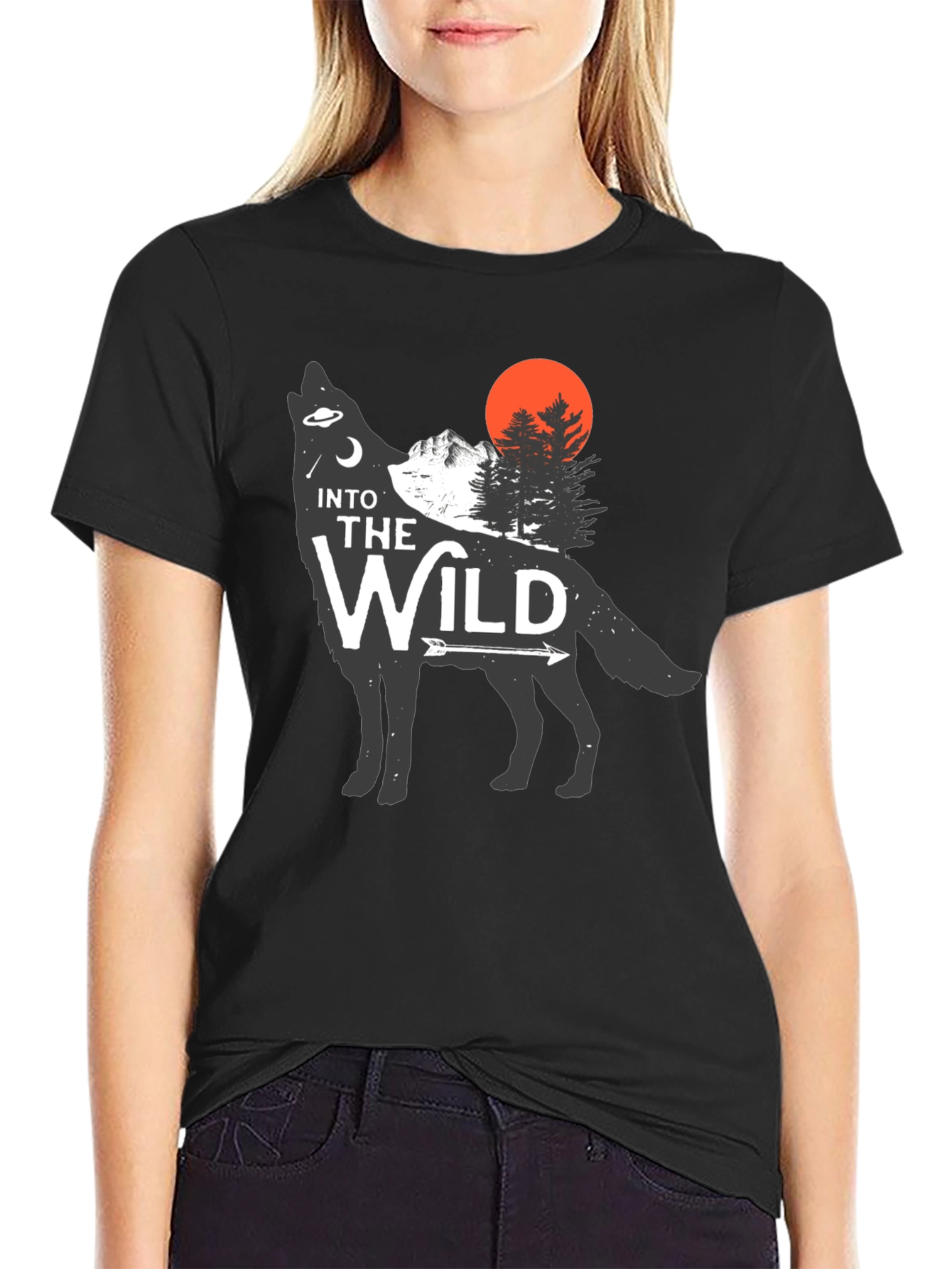 Into the Wild Wolf Graphic Tee - Black