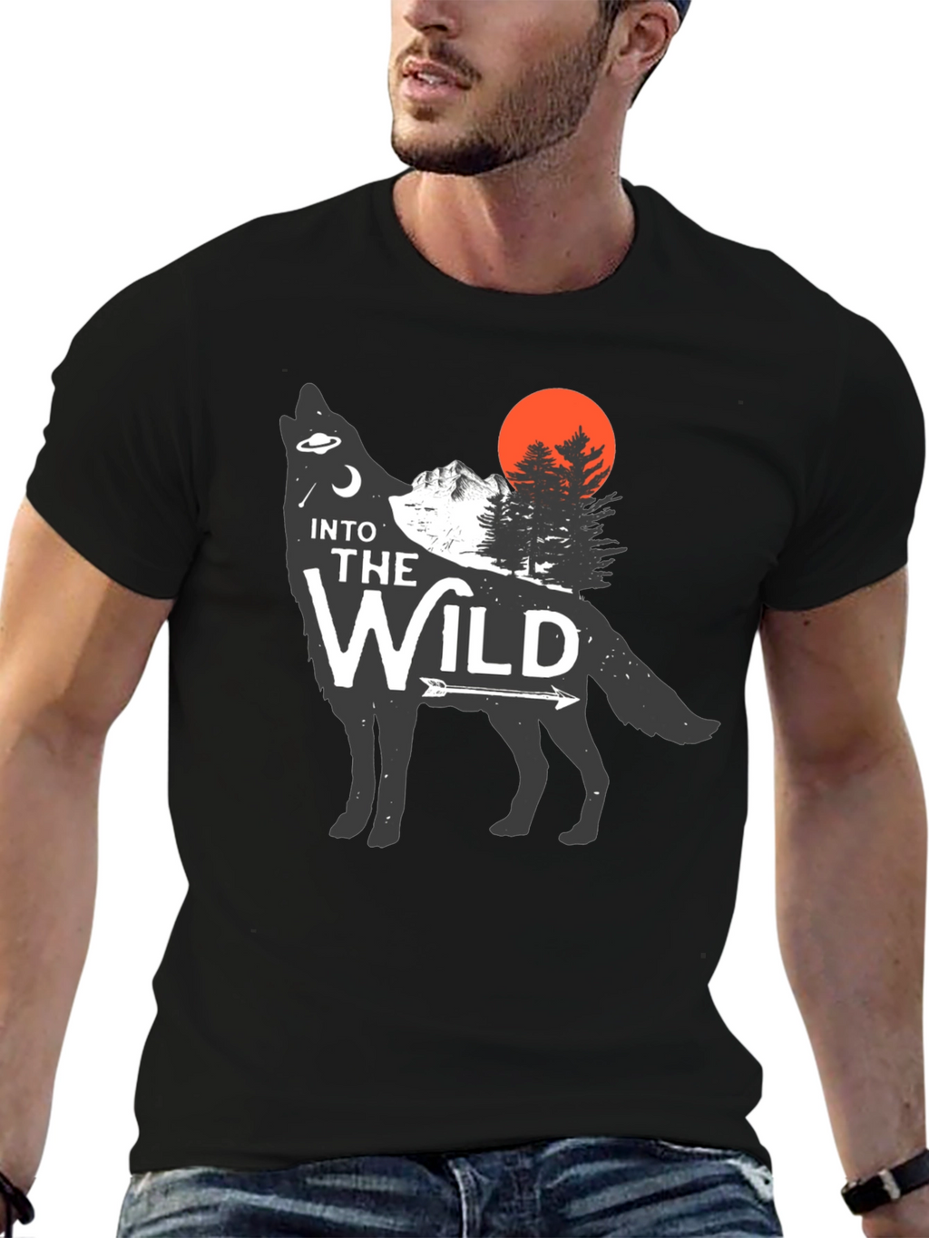 Into the Wild Wolf Graphic Tee - Black