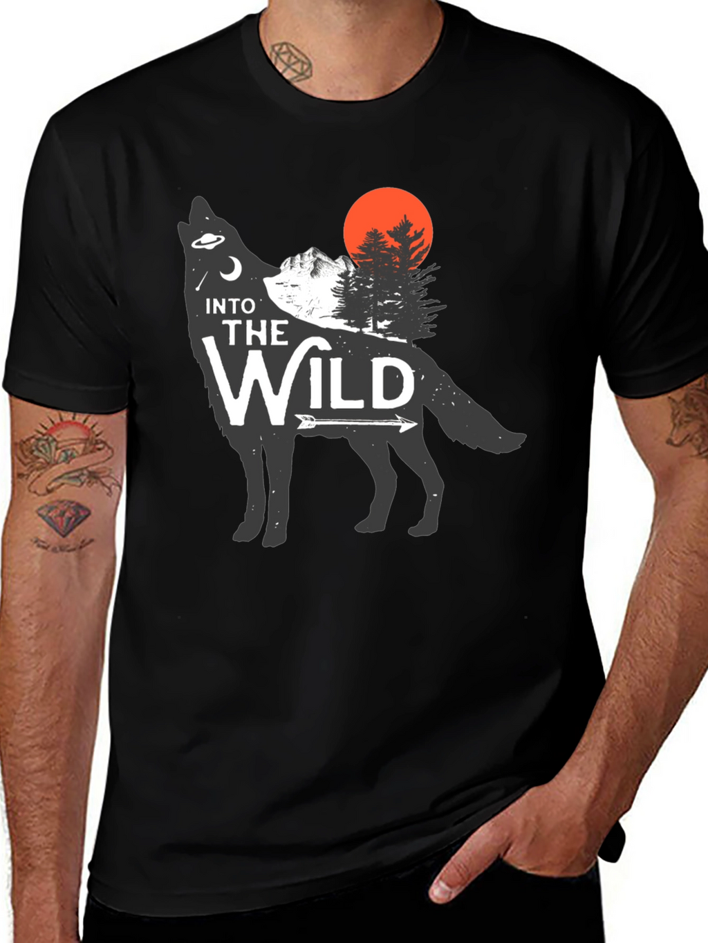 Into the Wild Wolf Graphic Tee - Black