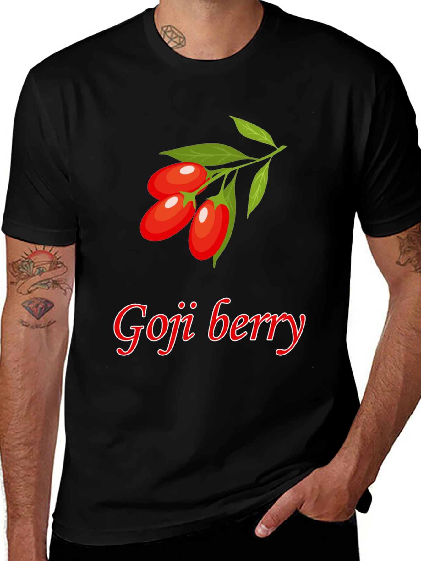 Goji Berry Graphic Tee - Black Casual T-Shirt