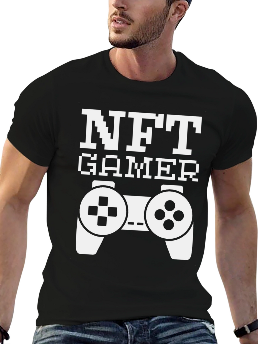 NFT Gamer Black T-Shirt with Controller Design
