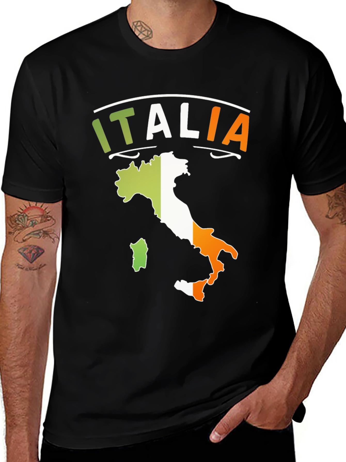 Italia Map T-Shirt Italy Flag Colors