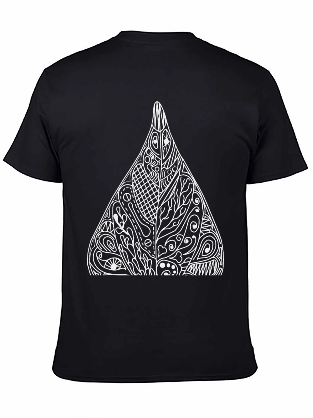Black Tee with Abstract Triangle Design