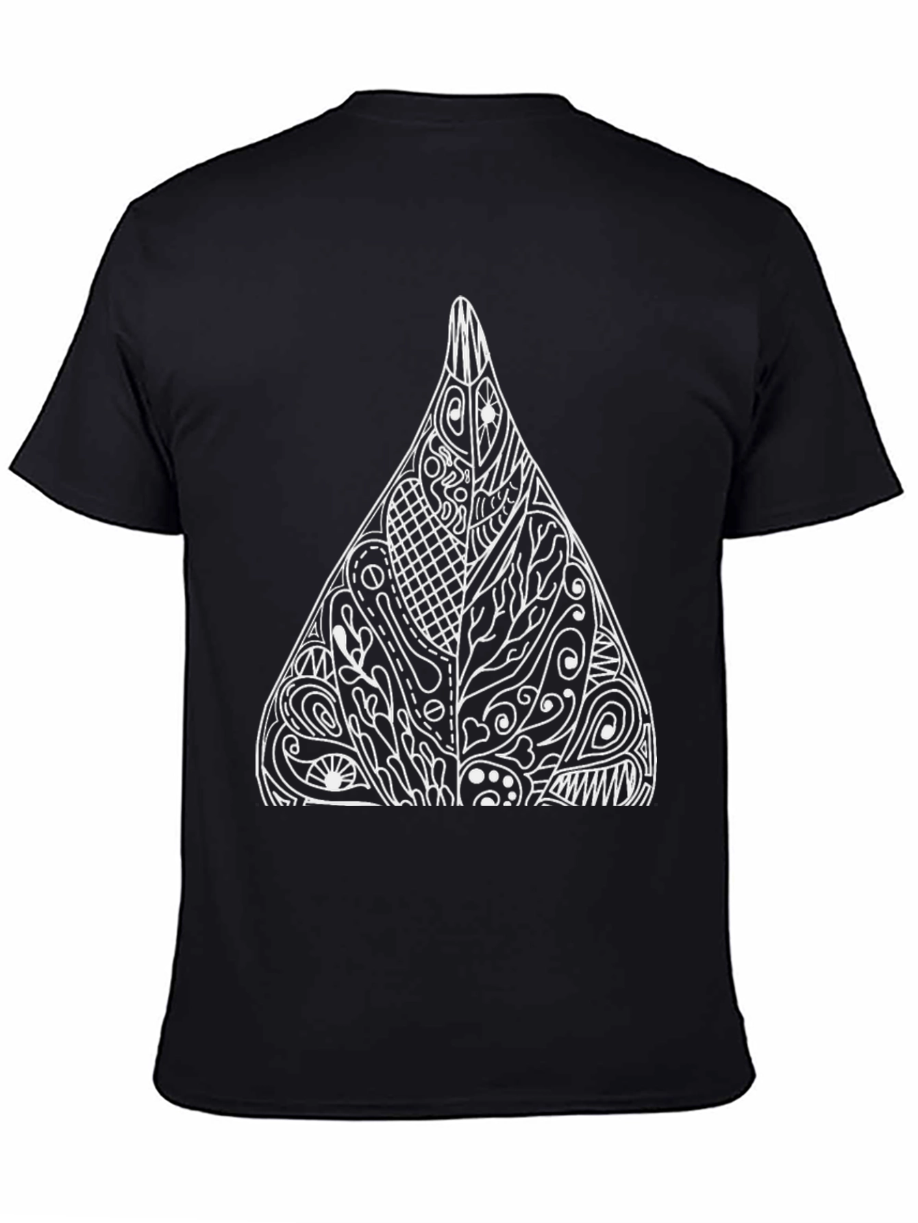 Black Tee with Abstract Triangle Design