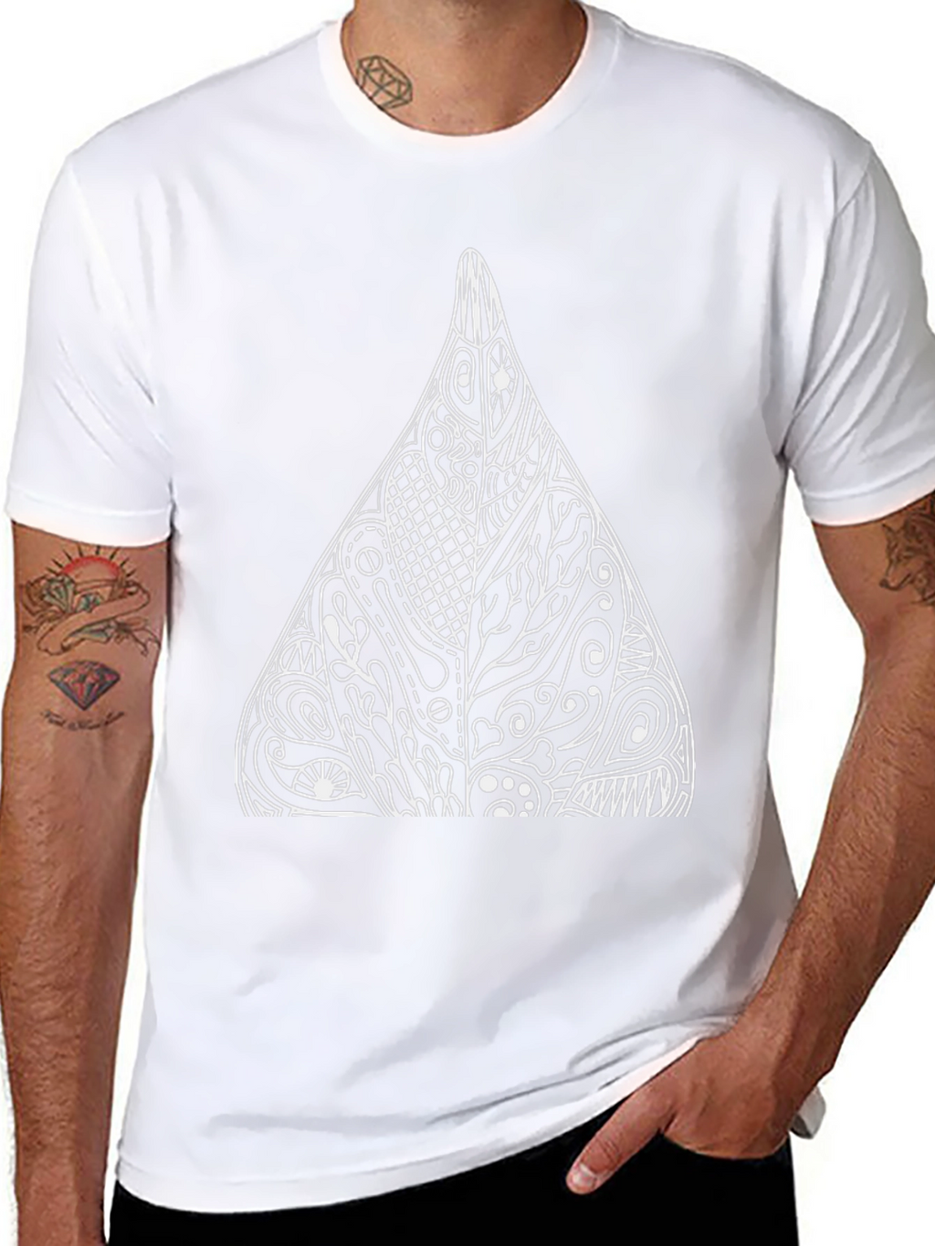 Black Tee with Abstract Triangle Design
