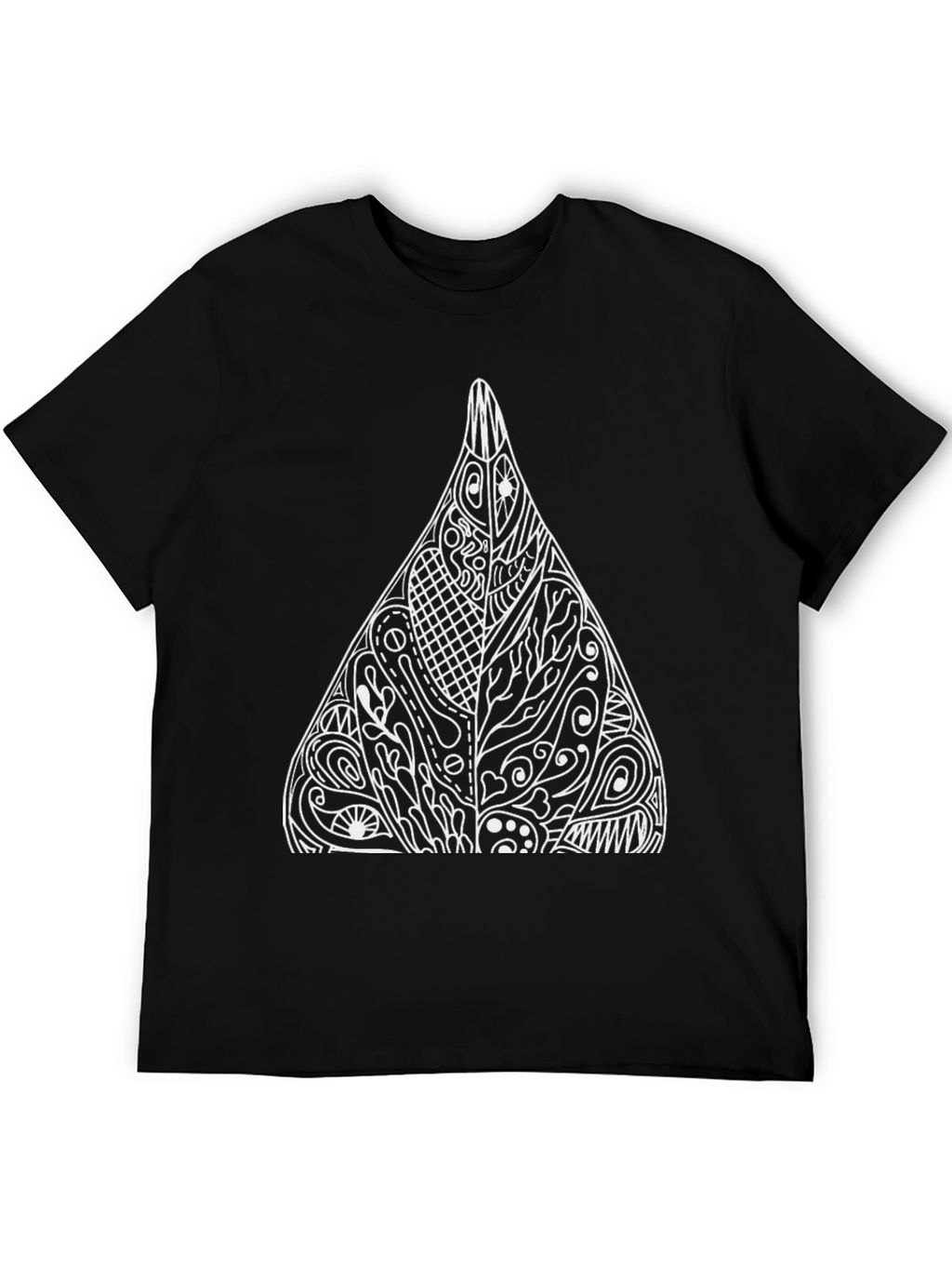 Black Tee with Abstract Triangle Design