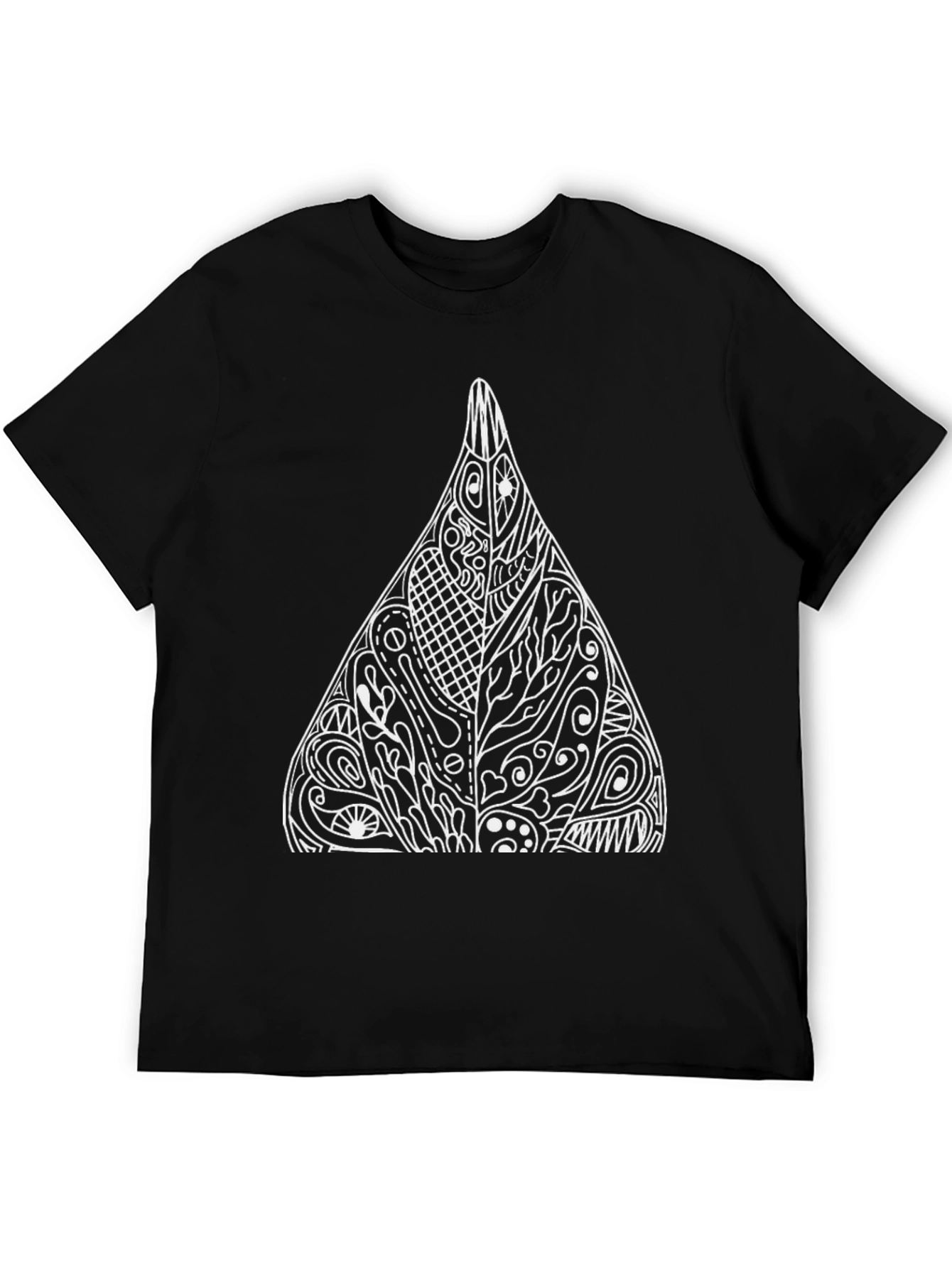 Black Tee with Abstract Triangle Design
