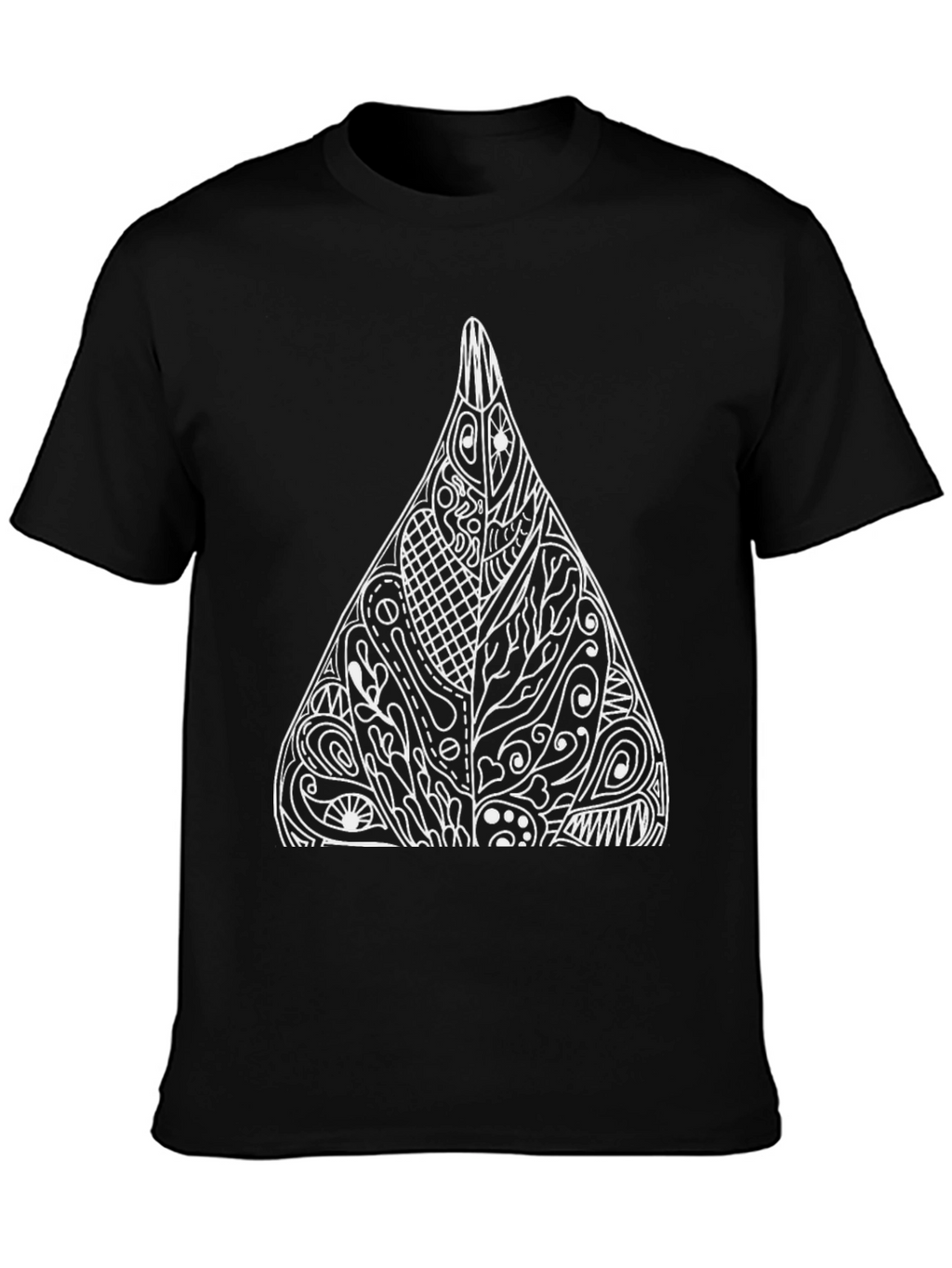 Black Tee with Abstract Triangle Design