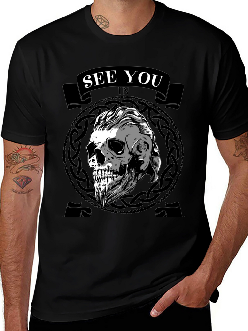 Viking Skull See You In Valhalla Black T-Shirt
