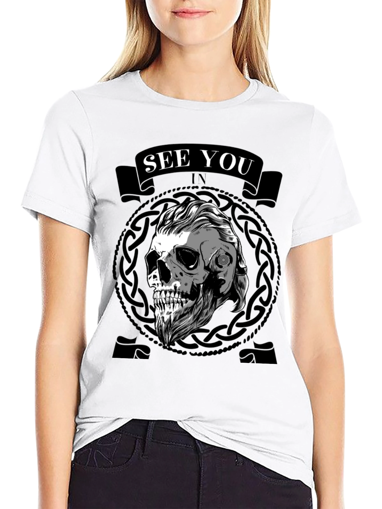 Viking Skull See You In Valhalla Black T-Shirt
