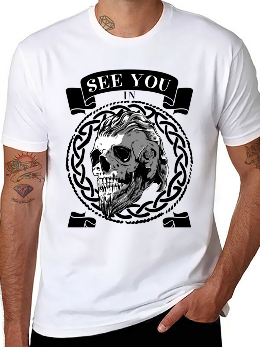 Viking Skull See You In Valhalla Black T-Shirt