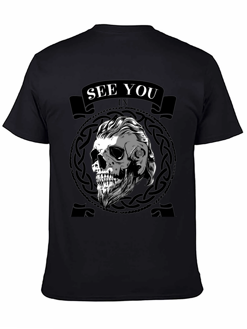 Viking Skull See You In Valhalla Black T-Shirt