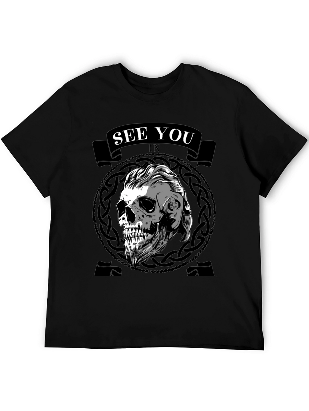 Viking Skull See You In Valhalla Black T-Shirt