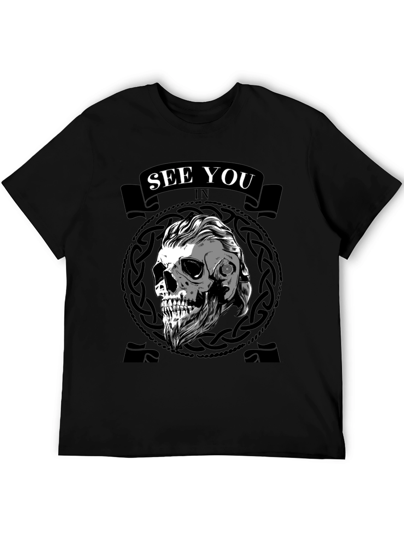 Viking Skull See You In Valhalla Black T-Shirt