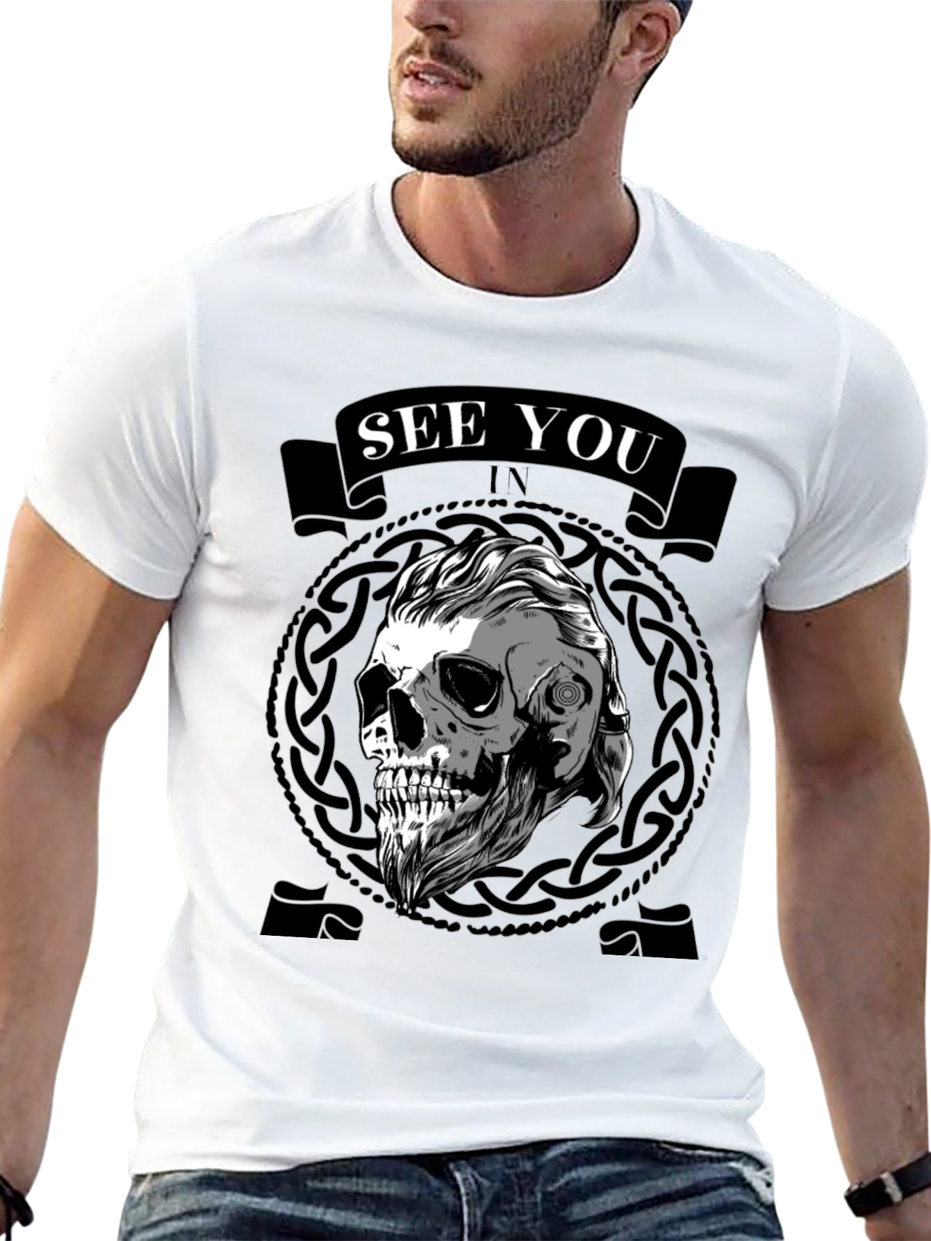 Viking Skull See You In Valhalla Black T-Shirt