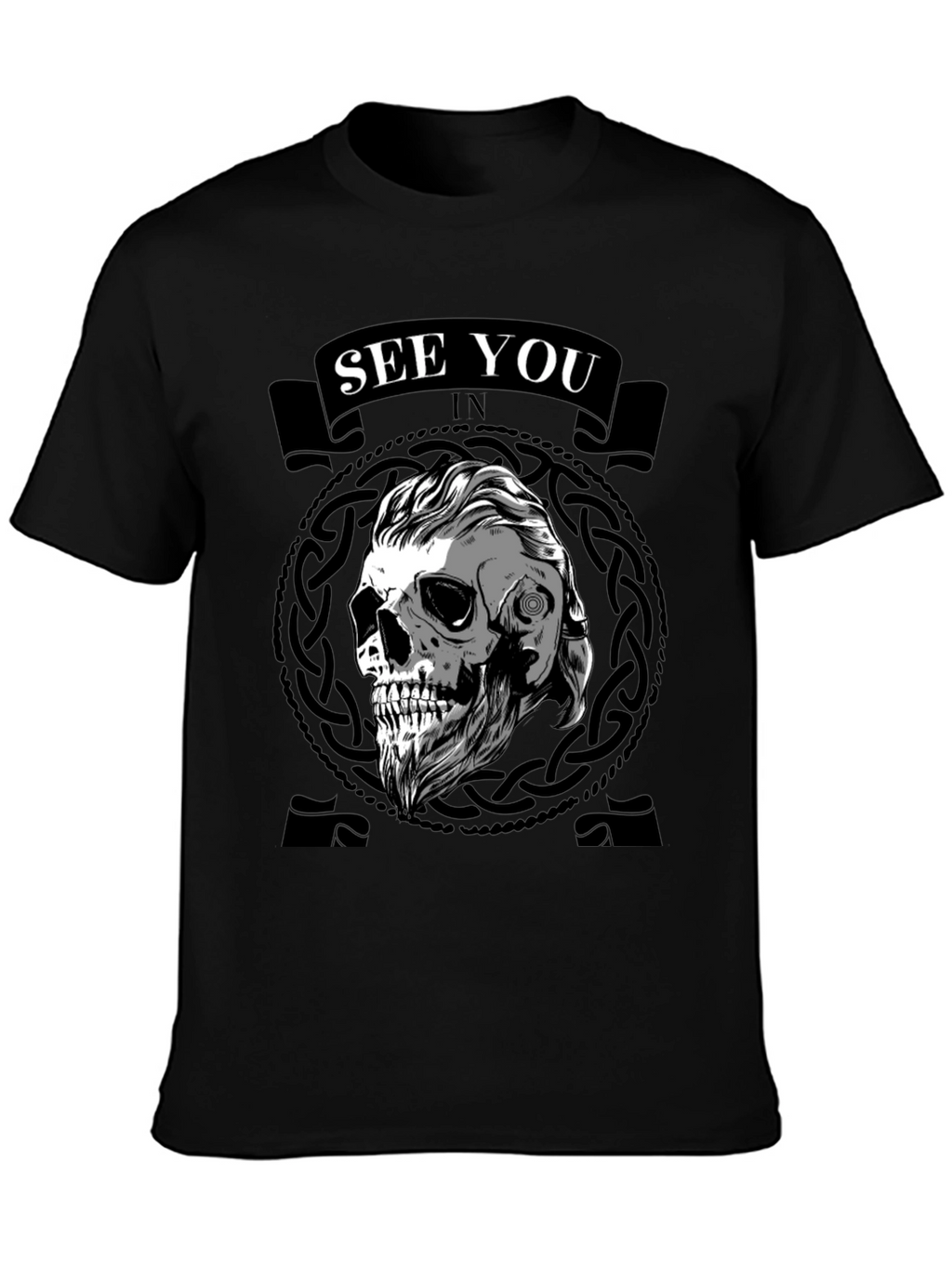 Viking Skull See You In Valhalla Black T-Shirt