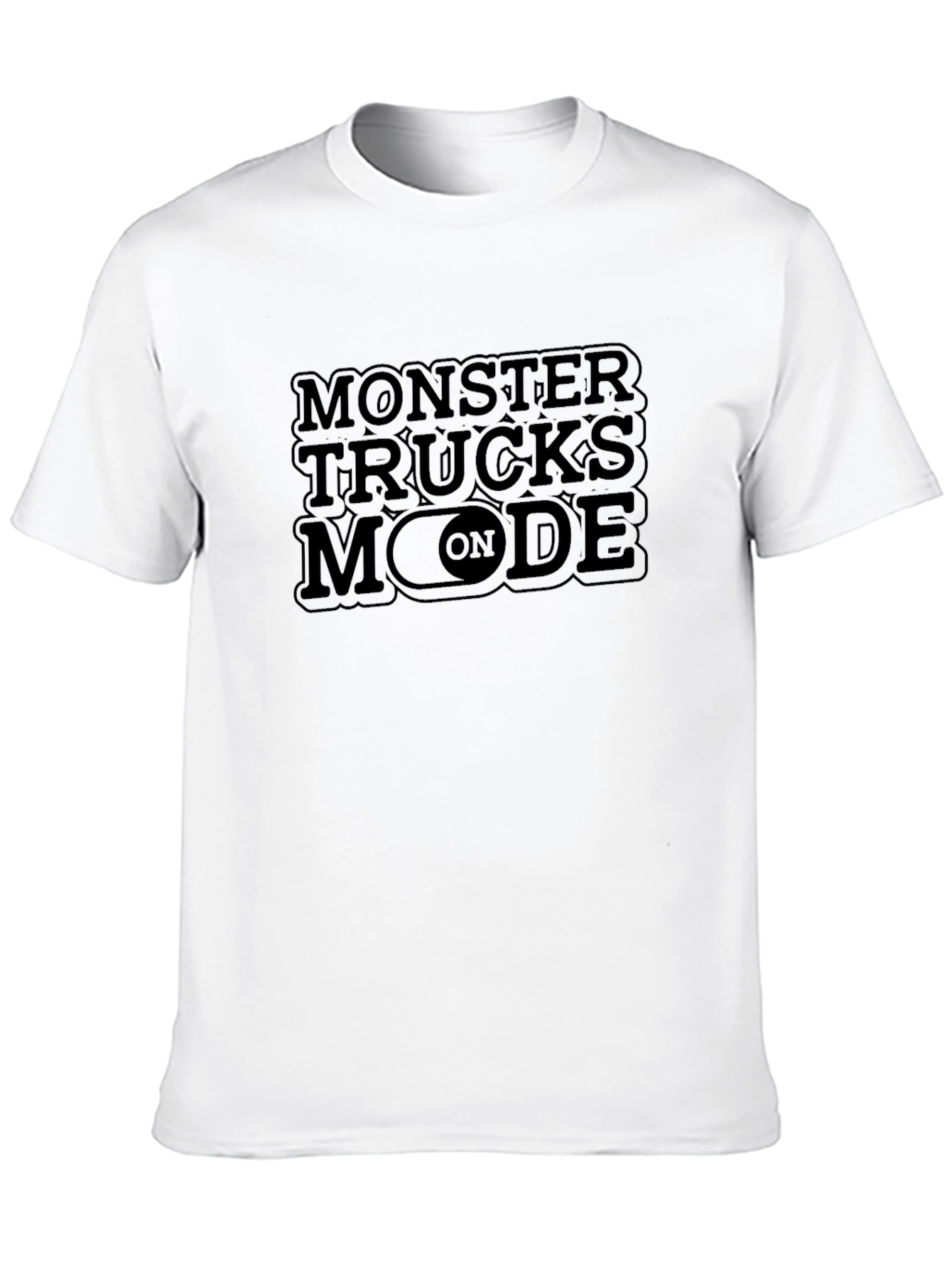 Monster Trucks Mode On T-Shirt - Black Crew Neck