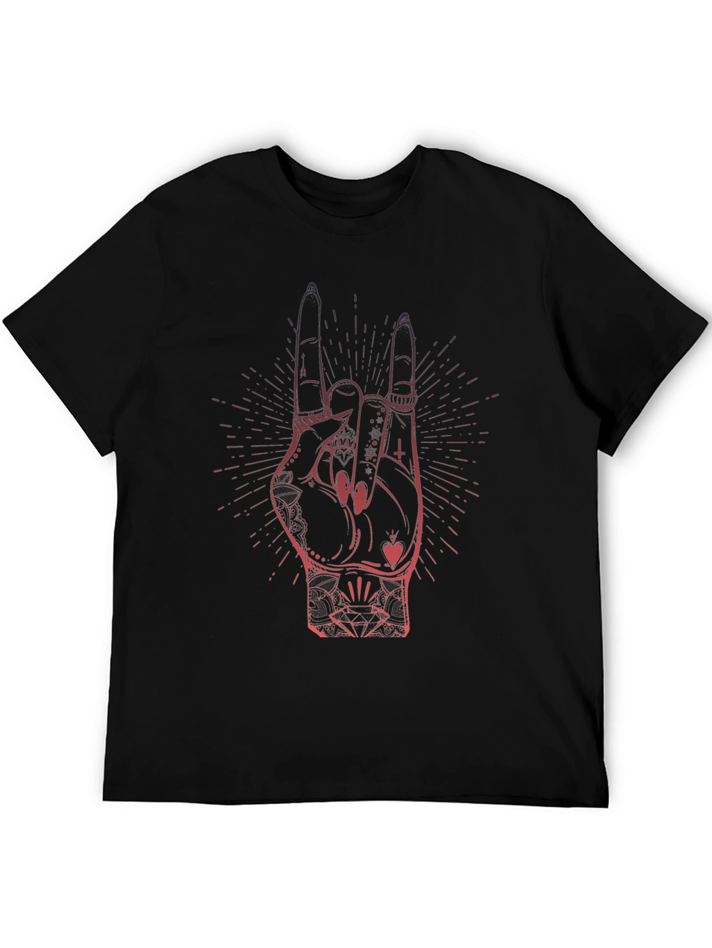 Rock On Hand Graphic T-Shirt - Black