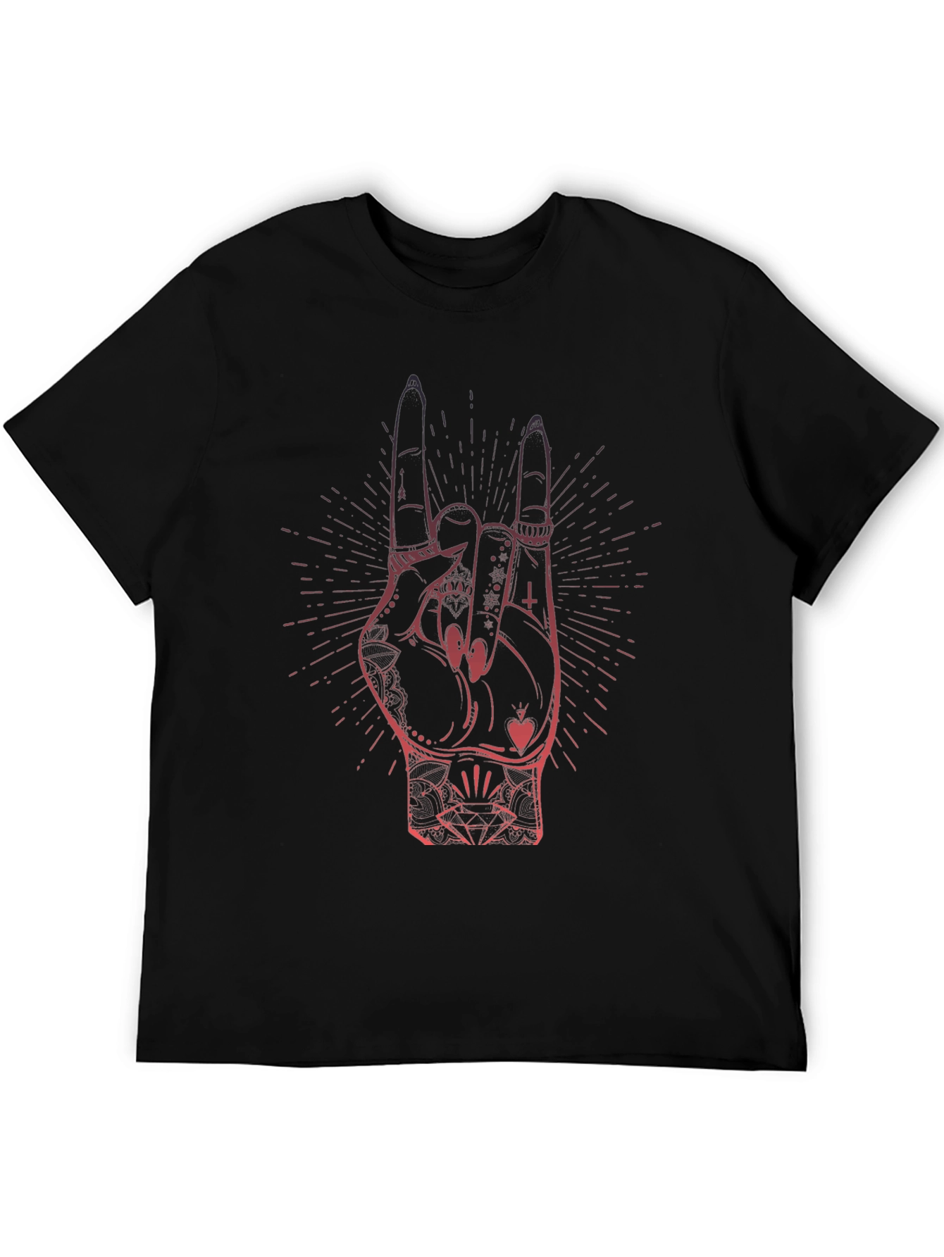Rock On Hand Graphic T-Shirt - Black