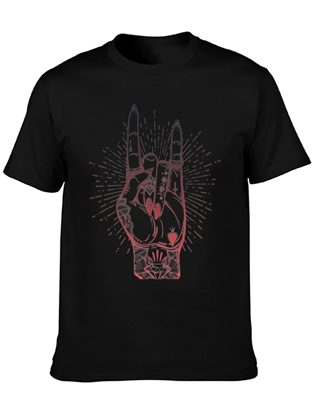Rock On Hand Graphic T-Shirt - Black