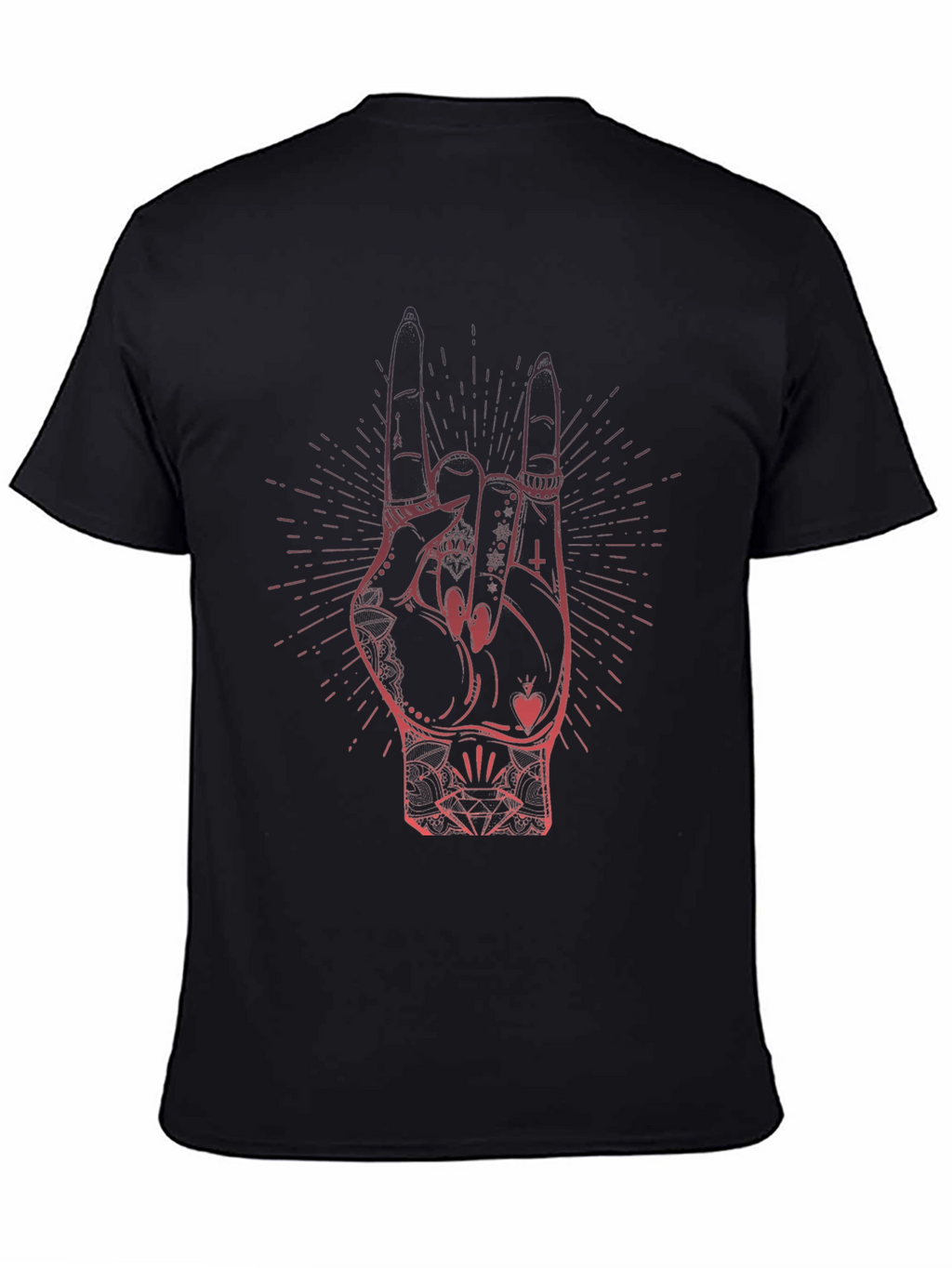 Rock On Hand Graphic T-Shirt - Black
