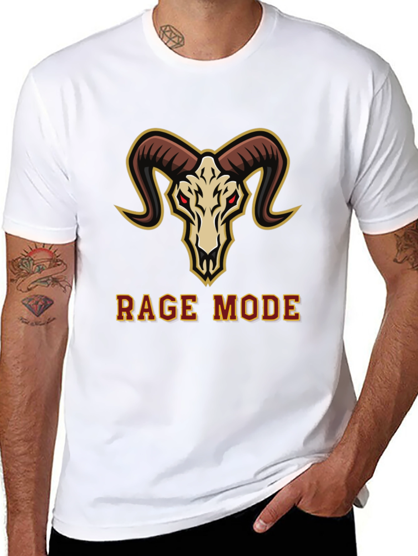 Rage Mode Ram Skull Graphic T-Shirt