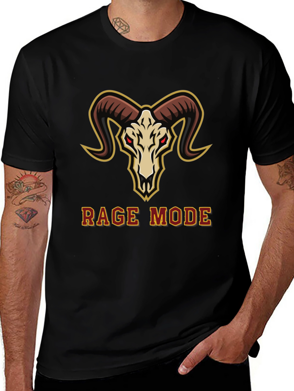 Rage Mode Ram Skull Graphic T-Shirt